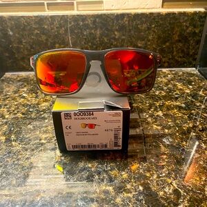 Oakley Holbrook Mix Sunglasses-Prizm Polarized Ruby Red Lens-Grey Smoke Frame
